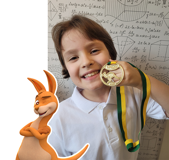 Canguru e menino com mochila
